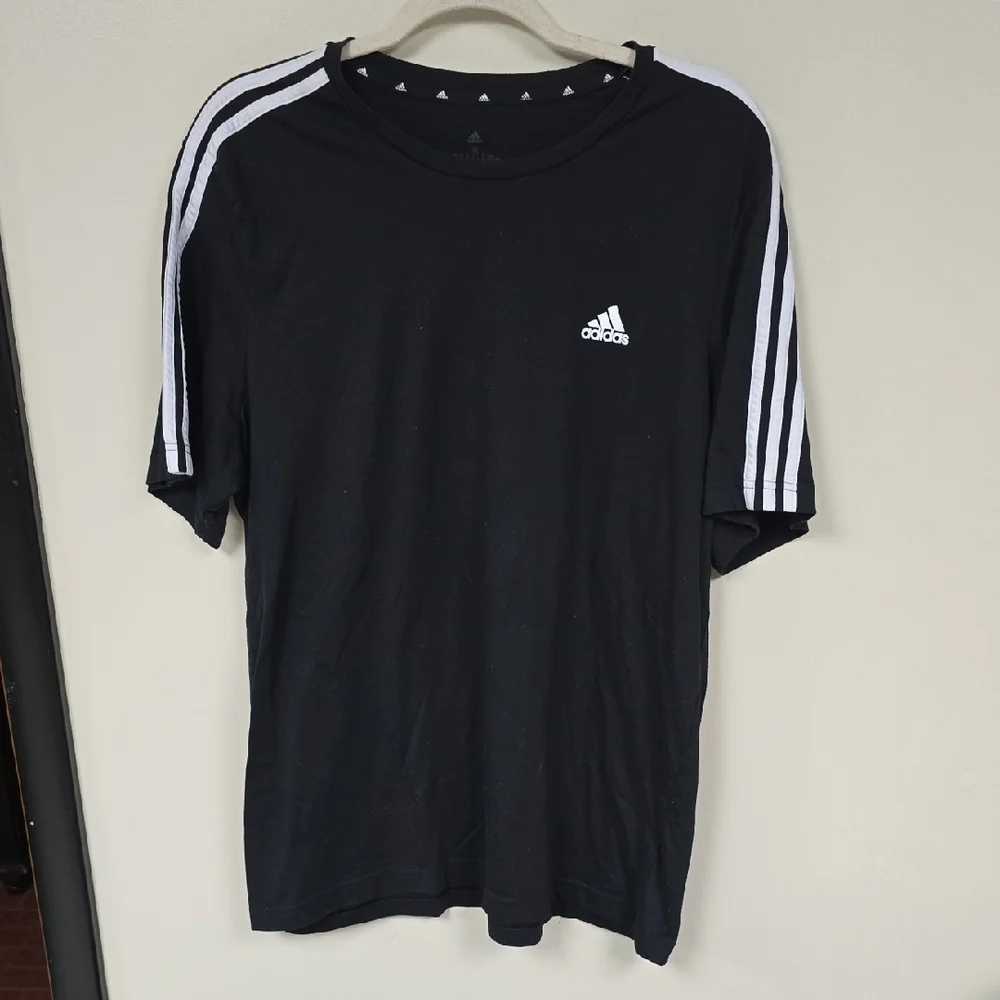 Adidas Men's Black Tee with White Accents